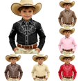 thumbnail image 1 of Gunia Western Cowboy Shirts For Boys Stylish Denim Shirt Tops Casual Fashion Printed Long Sleeve Button Down Shirt Boys Tshirts Black 10-11 Years, 1 of 4