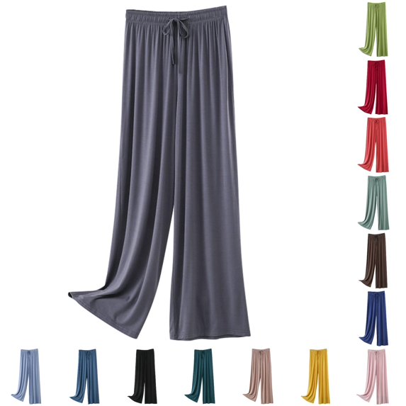 Gunia Wide Leg Pants For Women Pajama Pants Casual Pants Comfortable Straight Leg Trousers With Drawstring Relaxed Home Leisure Wear Summer Pants