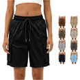 thumbnail image 1 of Gunia Women Cargo Shorts Bermuda Shorts Casual Workwear Shorts With Five Pocket Design Lightweight Shorts With Pockets And Drawstring Hiking Shorts Black 2Xl, 1 of 4