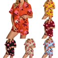 thumbnail image 1 of Gunia Women Halloween Pajamas 2 Piece Cozy Button Up Short Sleeve Tops And Shorts Pjs Jammies Orange L, 1 of 4