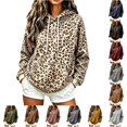 thumbnail image 1 of Gunia Women Hoodie Leopard Hooded Sweatshirt With Pocket Casual Cozy Oversized Top Warm Fleece Fall Winter Fashion Pullover Clothes, 1 of 4