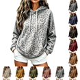thumbnail image 1 of Gunia Women Hoodies Leopard Hooded Sweatshirt With Pocket Casual Cozy Oversized Top Warm Fleece Fall Winter Fashion Pullover Clothes, 1 of 4
