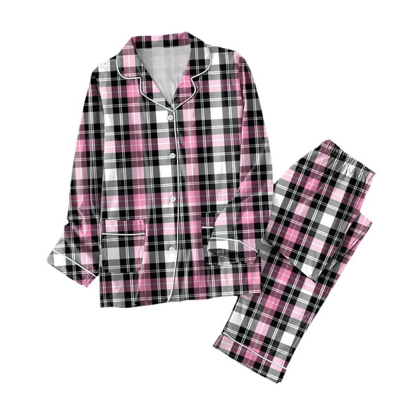 Gunia Women Pajama Sets Matching Holiday Classic Button Down Long Satin With Pockets Pj'S Pink M
