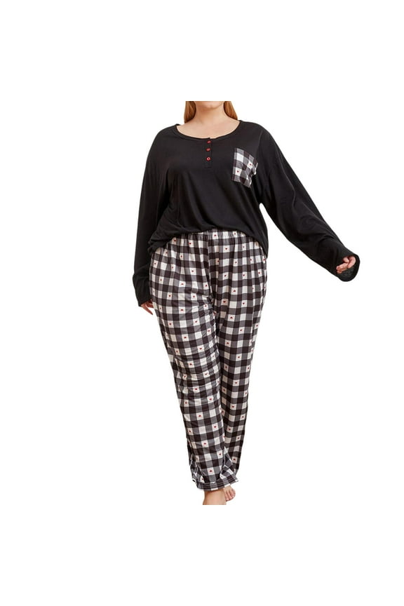 Women Pajamas Plus Size Fashion Nightwear Black Xl