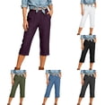 thumbnail image 1 of Gunia Women'S Capri Pants Capri Jeans For Stretch Casual Elastic Waist Wide Straight Leg Plus Size Pull On Denim Capris Loose Pants Summer Pants, 1 of 5