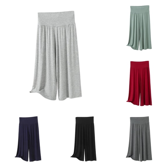 Gunia Women'S Capri Pants High Waisted Casual Capris Stretchy Shorts Soft Comfortable Elastic Waistband Lightweight Trousers Summer Pants