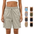 thumbnail image 1 of Gunia Women'S Hiking Shorts Bermuda Shorts Casual Workwear Shorts With Five Pocket Design Lightweight Shorts With Pockets And Drawstring Cargo Shorts Khaki 2Xl, 1 of 4