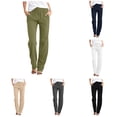 thumbnail image 1 of Gunia Women'S Linen Pants High Waisted Solid Straight Pants Waist Long Casual Elastic Drawstring Pants With Pockets Summer Pants, 1 of 5