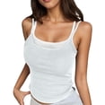 thumbnail image 1 of Gunia Women'S Tank Tops Square Neck Sleeveless 2 In 1 Tee Shirts Slim Fit Going Out Camisoles Size One Size White, 1 of 7