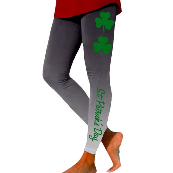 Gunia Women's Leggings Fashion St. Patrick Day Clover Print Tights Sports Yoga Soft Comfortable
