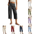 thumbnail image 1 of Gunia Womens Capri Pants Effortless Casual Wide Leg Cropped Pants For With Pockets – Soft Solid Knit Everyday Comfort Summer Pants, 1 of 4