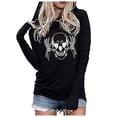 thumbnail image 1 of Gunia Womens Halloween Sweatshirts Ladies Casual Skeleton Graphic Hooded Long Sleeve Pullover Hoodie For Women Fall Fashion Clothes Tops Black S-2Xl, 1 of 5