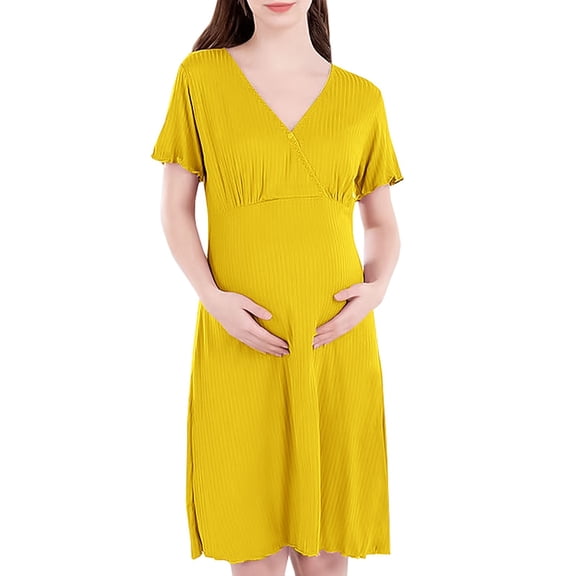 Gunia Womens Maternity Dress Short Sleeved Breastfeeding Dress No Wear Bra Go Out Postpartum Nightgown,Maternity Dress,Xl