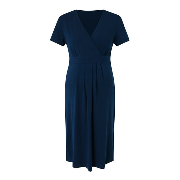 Gunia Womens Maternity Pregnant Casual Short Sleeves Solid Color Nursed Tanks Dress Belt For Breastfeeding Comfortable