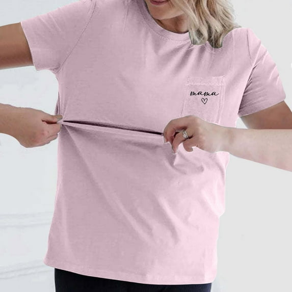Gunia Womens Maternity Shirt Nursing Comfort Breastfeeding Shirts For Mama Zipper Tops Distressed Pregnancy Clothes With Pocket Breathable Loose Streetwear