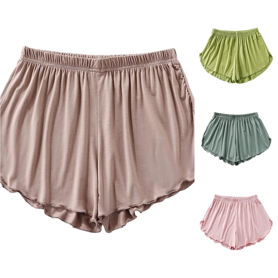 Gunia Womens Pajama Shorts Pyjama Bottoms High Waist Summer Loungewear Pjs Sleep Shorts Khaki M