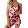 thumbnail image 1 of Gunia Womens Valentines Sleepwear Love Heart Love Printed Camisole Shorts Home Sleeveless Top Casual Pajamas For Valentine's Day Pink S, 1 of 4