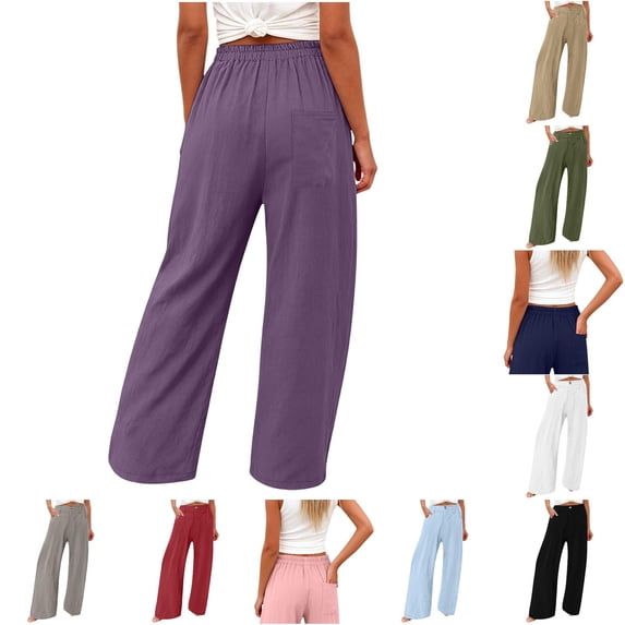 Gunia Womens Wide Leg Pants Palazzo Casual Comfortable Relaxed Fit Summer Flowy Pants