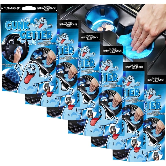 Gunk Getter, 6 Pack, Cleaning Gel for Those Hard to Reach Places, Automotive Cup Holder Electronic Keyboard Office, Slime Gel Cleaner Dust Crumb Removal
