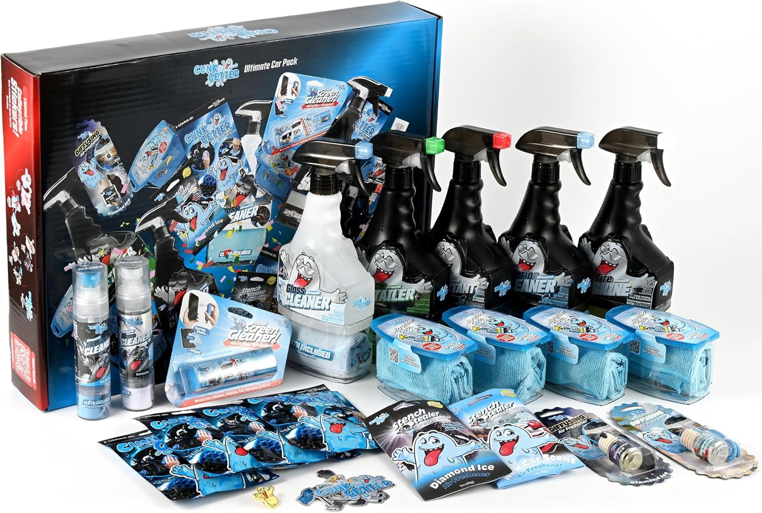 Gunk Getter Car Cleaning Kit - Car Accessories for Interior and Exterior Cleaning, Glass Cleaner, Car Wipes, Auto Essentials