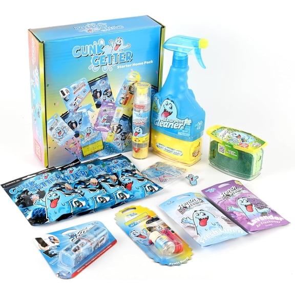 Gunk Getter Home and Kitchen Cleaning Supplies - Multi Purpose Cleaner Kit for Floors,Counters, Bathroom and Glass-Cleaning Household Essentials