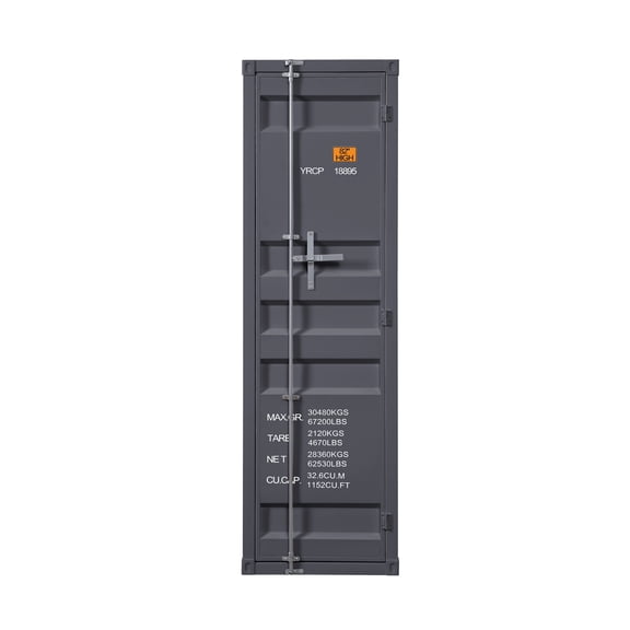 Gunmetal 1-Door Wardrobe with Container Lock