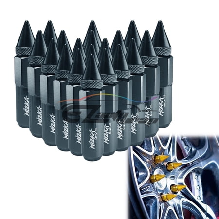 Gunmetal 20 PCS M12X1.50 Lug Nuts Spiked Extended Tuner Aluminum Wheels Rims Cap Mi2KA