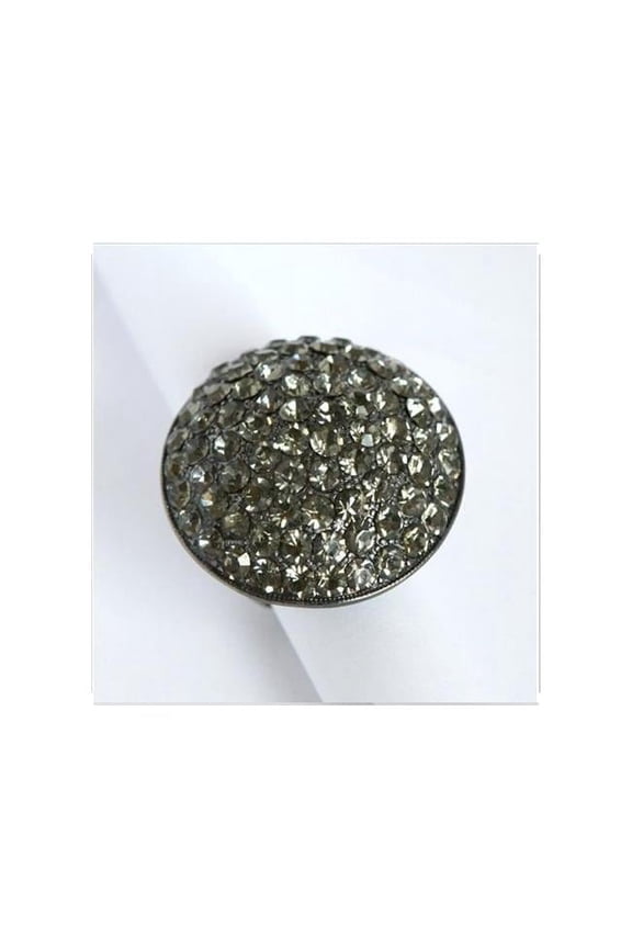 Gunmetal Black Crystal Pave Oversized Stretch Ring