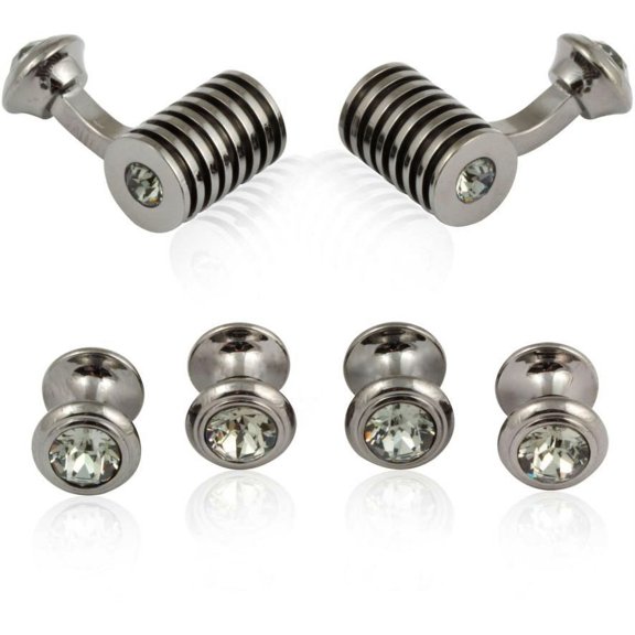 Gunmetal Black Diamond Swarovski Barrel Formal Set
