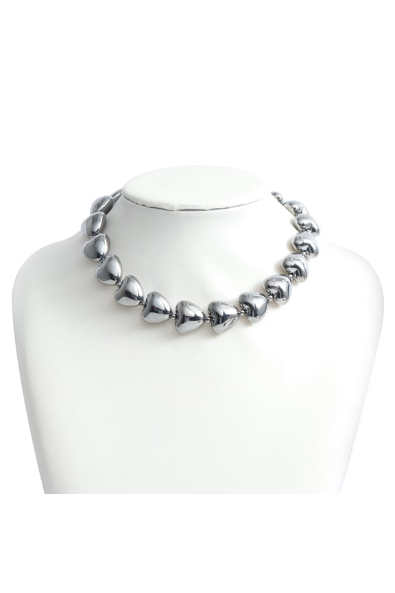 Gunmetal Black Heart Pendant Necklace Adjustable Length Neckchain Unisex Neckpiece Alloy Statement Accessory