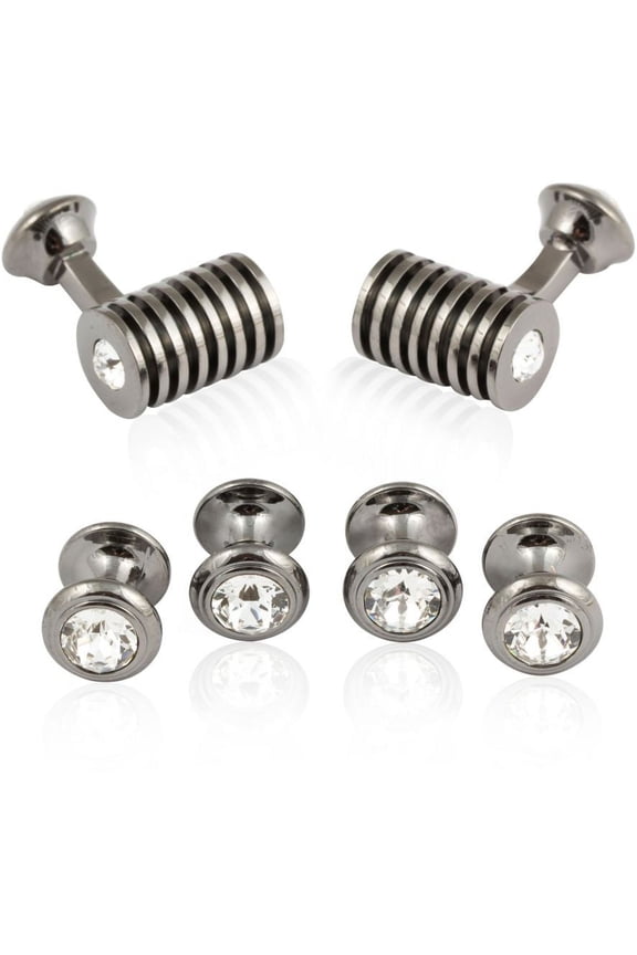Gunmetal Clear Swarovski Barrel Formal Set by Cuff-Daddy