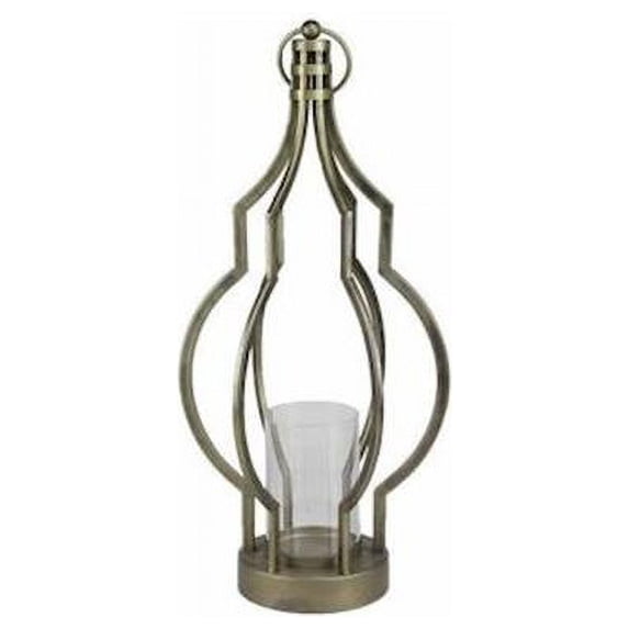 Gunmetal & Glass with Hanging Ring Candle Lantern