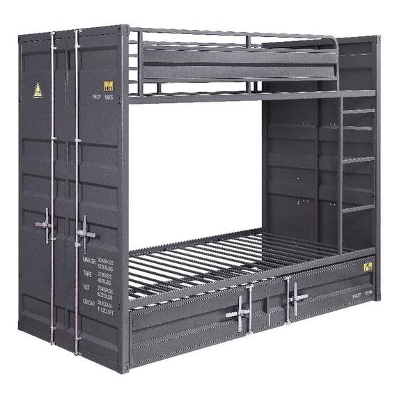 Gunmetal Gray Finish Twin Turdle with Metal Frame and Slat system Gray