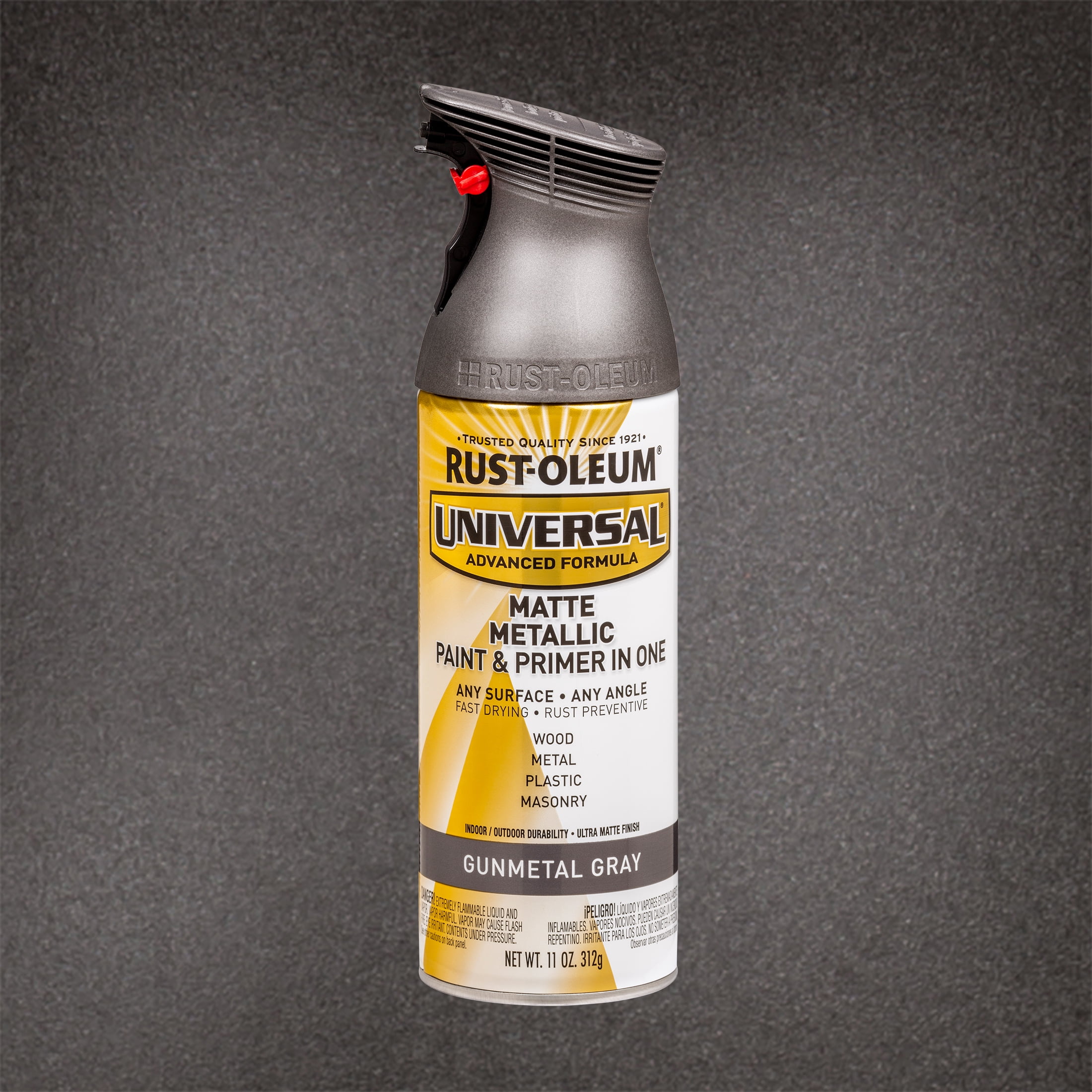 Gunmetal Gray, Rust-Oleum Universal Metallic Paint & Primer Spray Paint-353091, 11 oz
