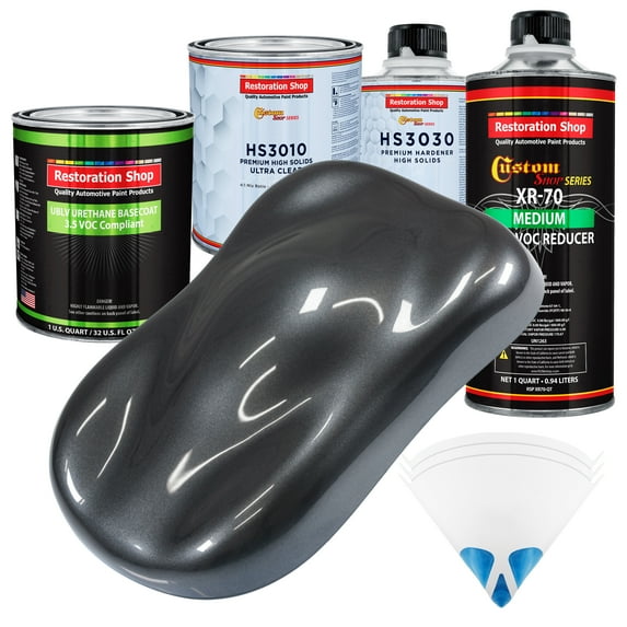 Gunmetal Grey Metallic Prem Quart Kit Low VOC URETHANE BASECOAT Auto Paint Kit