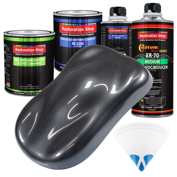 Gunmetal Grey Metallic Quart Kit Low VOC URETHANE BASECOAT Car Auto Paint Kit