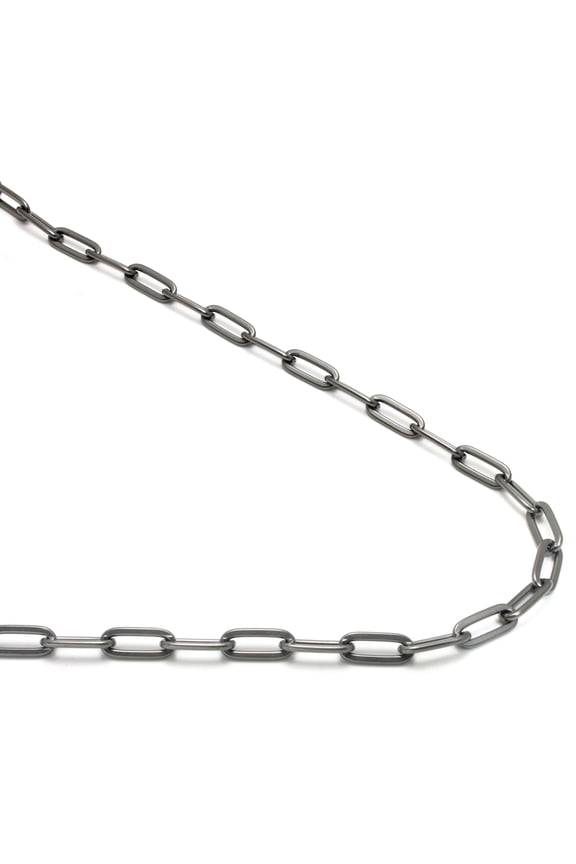 Gunmetal Grey Titanium 5MM Paper Clip Link Necklace Chain 16"