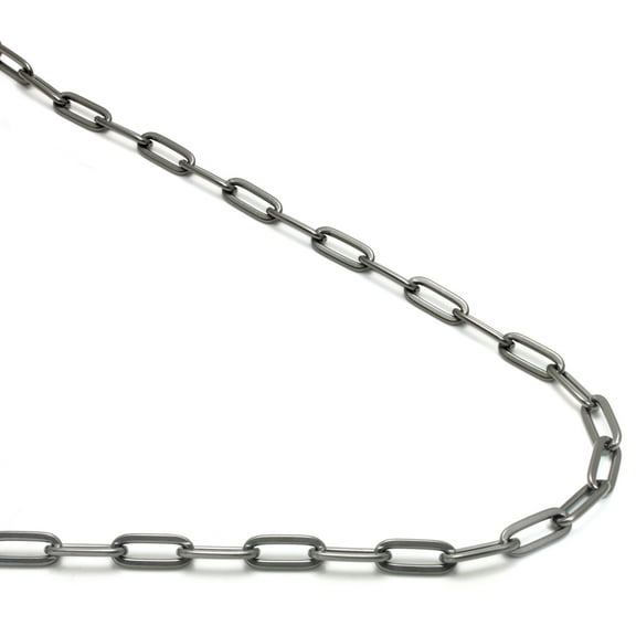 Gunmetal Grey Titanium 5MM Paper Clip Link Necklace Chain 20"