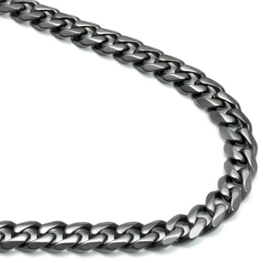 Gunmetal Grey Titanium 7MM Curb Link Necklace Chain 18"