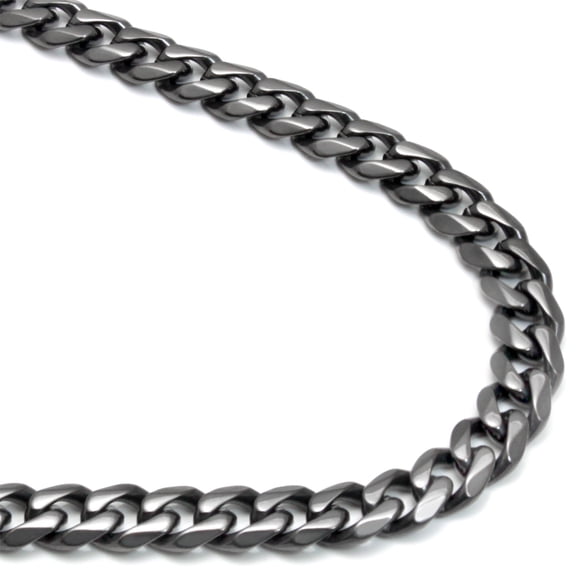 Gunmetal Grey Titanium 7MM Curb Link Necklace Chain 20"