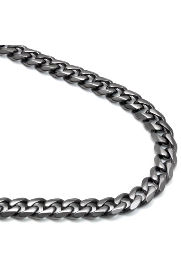 Gunmetal Grey Titanium 7MM Curb Link Necklace Chain 20"