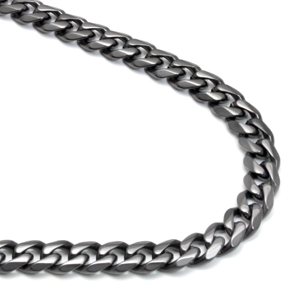 Gunmetal Grey Titanium 7MM Curb Link Necklace Chain 22"