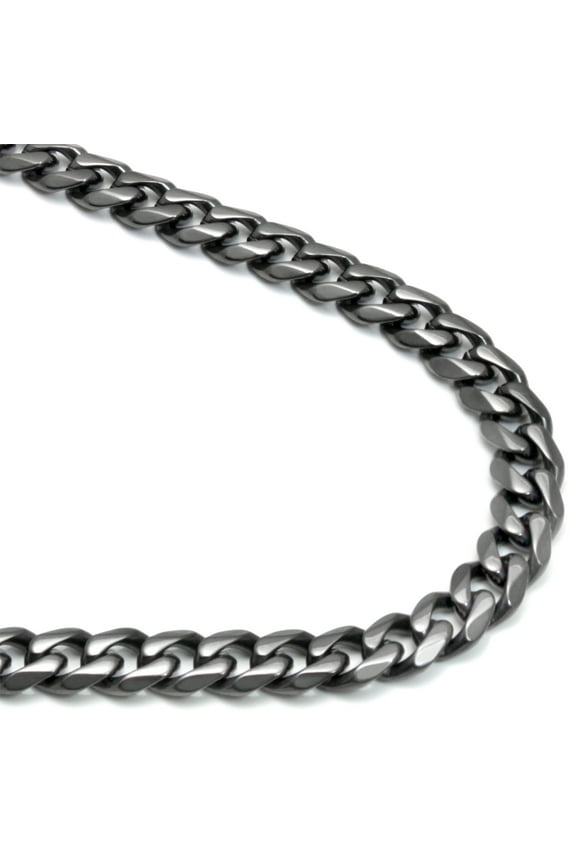 Gunmetal Grey Titanium 7MM Curb Link Necklace Chain 26"