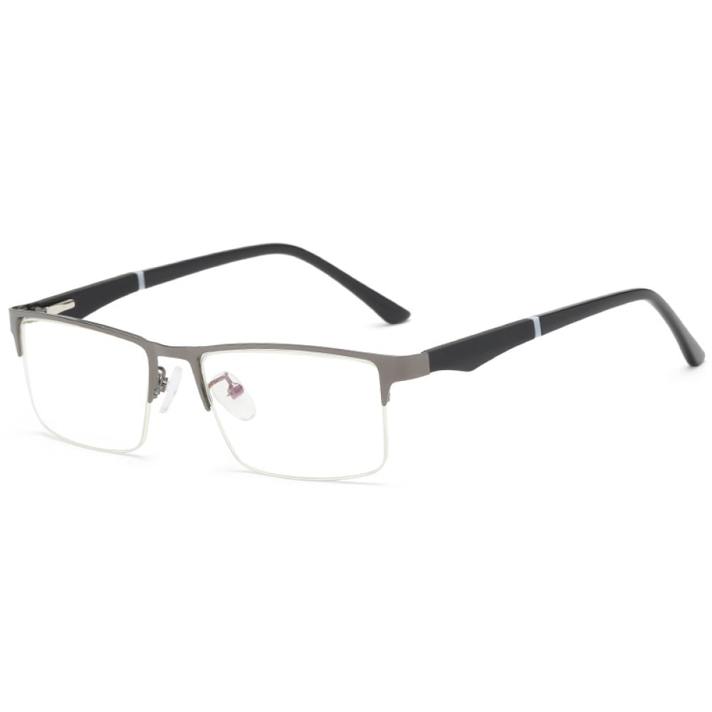 Gunmetal Half Rimless Bifocal Reading Glasses for Men Fashion Vintage