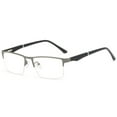 thumbnail image 1 of Gunmetal Half Rimless Bifocal Reading Glasses for Men Fashion Vintage Spring Hinge Business Anti-Blue Light Readers Metal +4.00, 1 of 5