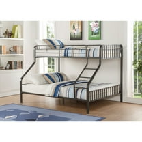 Gunmetal Metal Twin Xl/queen Bunk Bed, Slat Included System, Rf Front Climbing , Guardrail, 330lbs Capacity Each Bed In Hue, Options, Construction, For Tranquil Spot