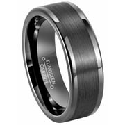 Jewelry Avalanche Gunmetal Pipe Cut Tungsten Ring Mens Dark Gray Tungsten Carbide Wedding Band Anniversary Ring - size 9