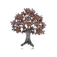 thumbnail image 1 of Gunmetal Tone Topaz Colored Rhinestones Apple Fruit Floral Tree Brooch Pin, 1 of 5