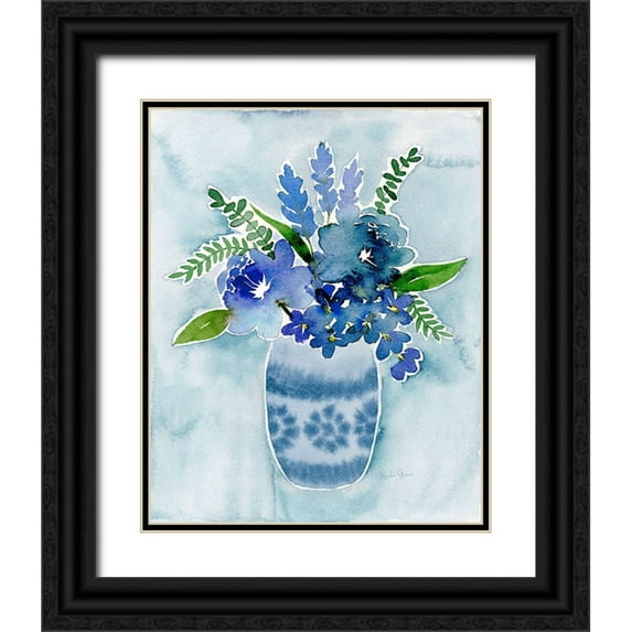 Gunn, Kourtni 26x32 Black Ornate Wood Framed with Double Matting Museum Art Print Titled - Blue Bouquet II