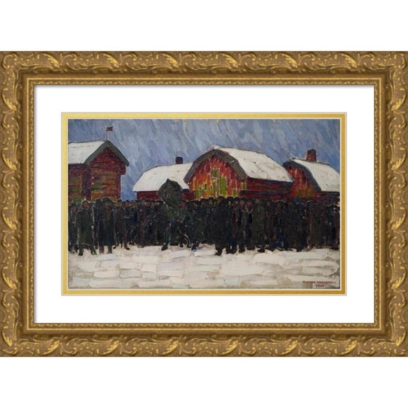 Gunnar Hallström 18x13 Gold Ornate Wood Frame and Double Matted Museum Art Print Titled - Horse-Sale (1916)